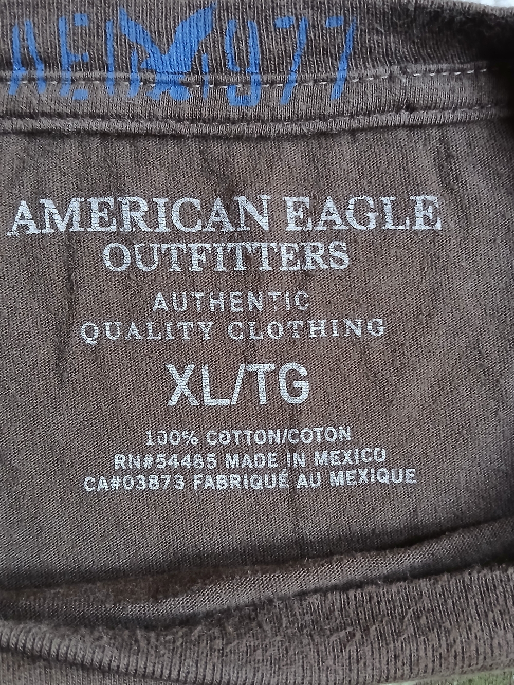 American Eagle Outfitters Shirt Mens XL Brown Long Sleeve Graphic Tee Y2K - Picture 6 of 8